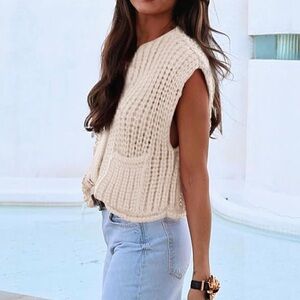 Cozy Cream Knit Sweater Vest